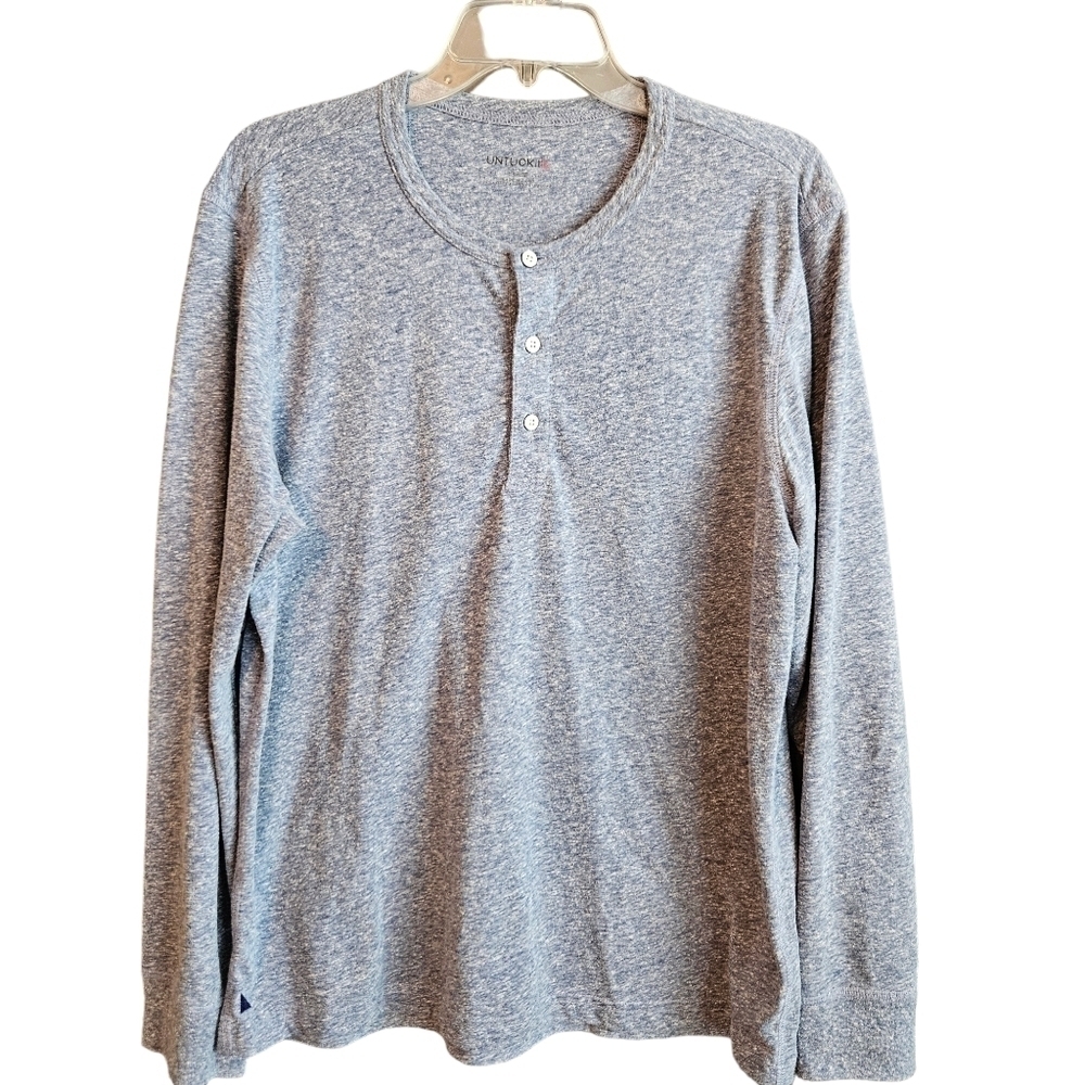 UNTUCKit Men's Long Sleeve Pullover Henley T-Shirt Size XXL 2XL Blue Comfortable